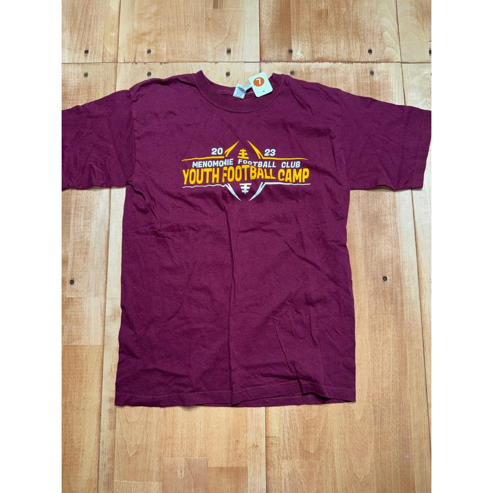 M&O‎ Gold Youth Youth Football Camp T Shirt Maroon Size Large 14 16
